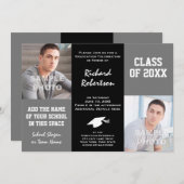 Grijs en zwart Elegant Afstuderen voor aangepaste Kaart (Voorkant / Achterkant)