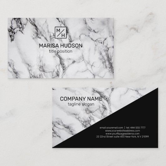 Grijs en zwart gemarmerd visitekaartje (Voorkant / Achterkant)