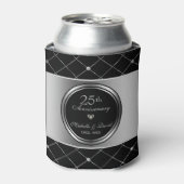 Grijs en zwart geometrische vormen- 25e Jubileum Blikjeskoeler (Blikje Voorkant)