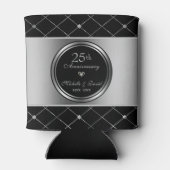 Grijs en zwart geometrische vormen- 25e Jubileum Blikjeskoeler (Achterkant)