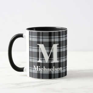 Grijs en zwart geplakt met Monogram Naam Mok