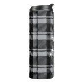 Grijs en zwart geplakt met Monogram Naam Thermosbeker (Gedraaid links)