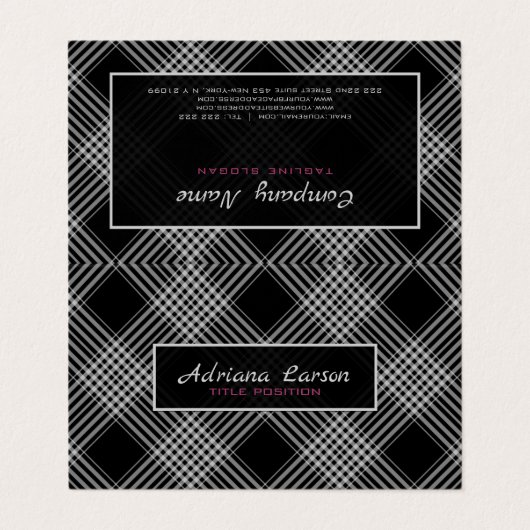 Grijs en zwart geruit visitekaartje (Buitenkant ongevouwen)