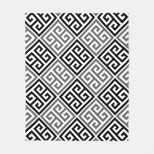 Grijs en zwart Grieks sleutelmotief Fleece Deken (Voorkant)