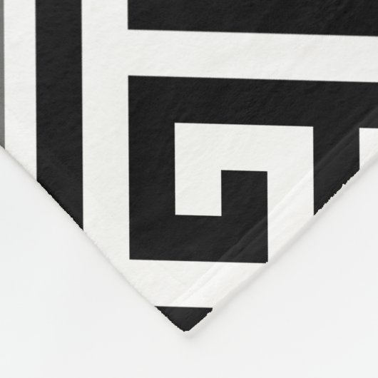 Grijs en zwart Grieks sleutelmotief Fleece Deken (Hoek)