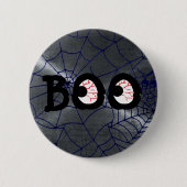 Grijs en Zwart Halloween Boo Eyeballs Button (Voorkant)