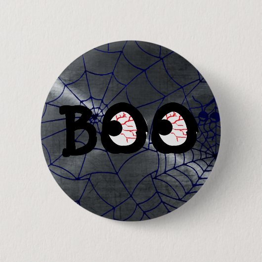 Grijs en Zwart Halloween Boo Eyeballs Button (Voorkant)