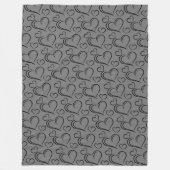 Grijs en zwart hart grote sherpa blanket fleece deken (Voorkant)