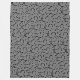 Grijs en zwart hart grote sherpa blanket fleece deken
