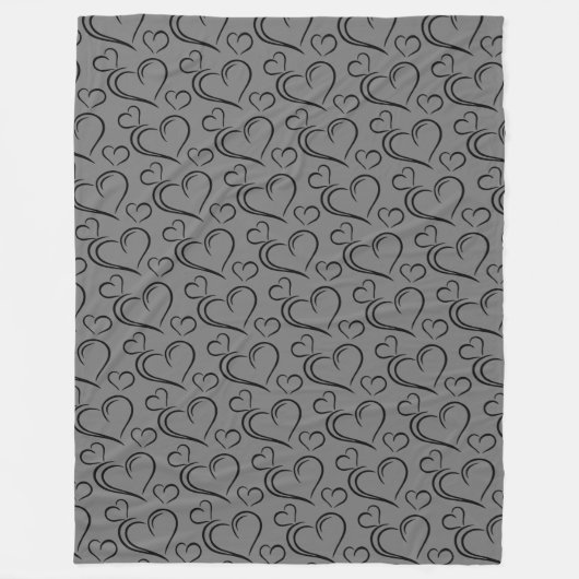 Grijs en zwart hart grote sherpa blanket fleece deken (Voorkant)