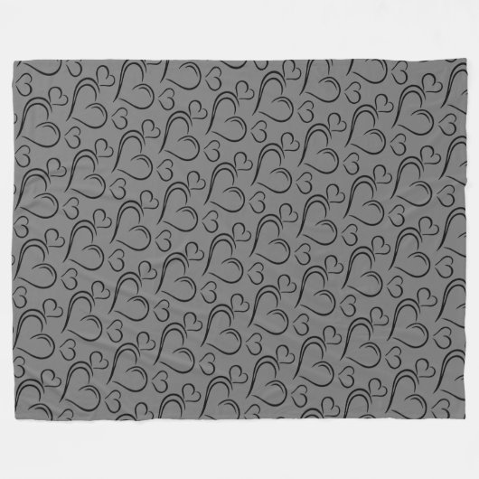 Grijs en zwart hart grote sherpa blanket fleece deken (Voorkant (Horizontaal))
