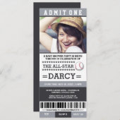 Grijs en zwart honkbal Baby shower uitnodigingen (Voorkant / Achterkant)