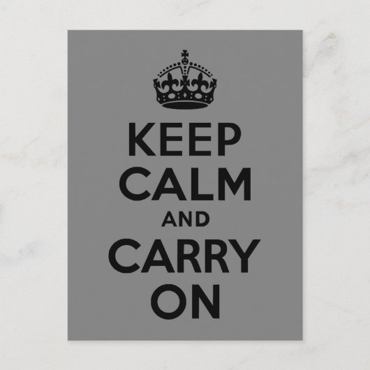 Grijs en Zwart Houd Kalm en Draag verder Briefkaart (Voorkant)