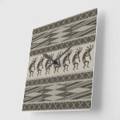 Grijs en zwart Kokopelli Aztec-ontwerp Vierkante Klok (Hoek)