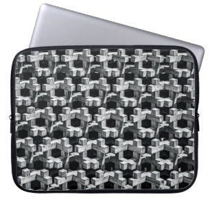 Grijs en zwart kruis laptop sleeve