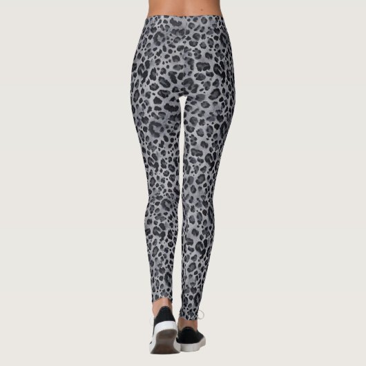 Grijs en zwart Leopard Print Leggings (Achterkant)
