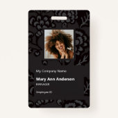 Grijs en zwart Levendig en gedurfd Bloempatroon Badge (Voorkant)