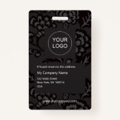 Grijs en zwart Levendig en gedurfd Bloempatroon Badge (Achterkant)