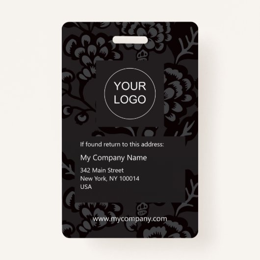 Grijs en zwart Levendig en gedurfd Bloempatroon Badge (Achterkant)