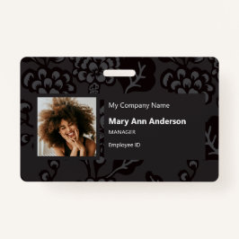 Grijs en zwart Levendig en gedurfd Bloempatroon Badge