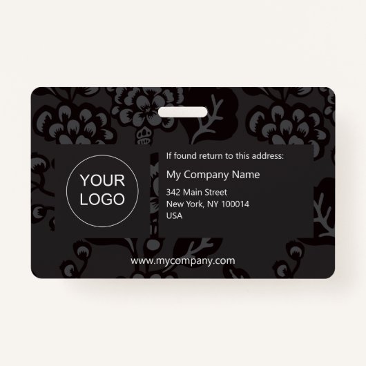 Grijs en zwart Levendig en gedurfd Bloempatroon Badge (Achterkant)