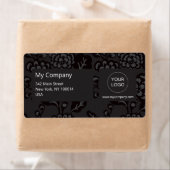 Grijs en zwart Levendig en gedurfd Bloempatroon Etiket (Insitu)