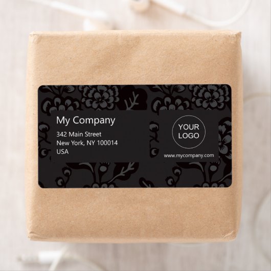 Grijs en zwart Levendig en gedurfd Bloempatroon Etiket (Insitu)