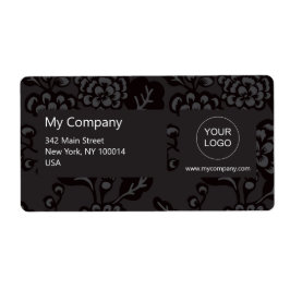 Grijs en zwart Levendig en gedurfd Bloempatroon Etiket