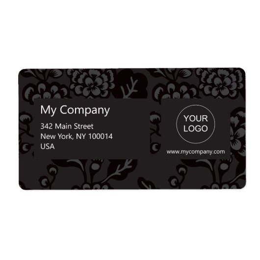 Grijs en zwart Levendig en gedurfd Bloempatroon Etiket (Voorkant)