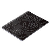 Grijs en zwart Levendig en gedurfd Bloempatroon Notitieboek (Linkerzijde)