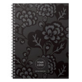 Grijs en zwart Levendig en gedurfd Bloempatroon Notitieboek (Voorkant)