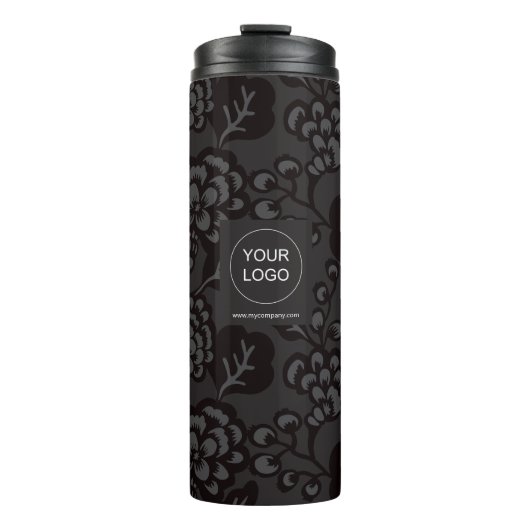 Grijs en zwart Levendig en gedurfd Bloempatroon Thermosbeker (Voorkant)