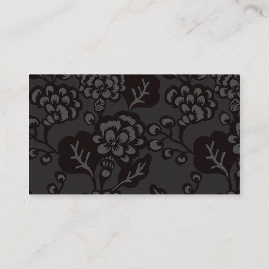 Grijs en zwart Levendig en gedurfd Bloempatroon Visitekaartje (Achterkant)