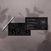 Grijs en zwart Levendig en gedurfd Bloempatroon Visitekaartje