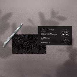 Grijs en zwart Levendig en gedurfd Bloempatroon Visitekaartje