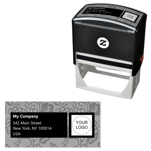 Grijs en zwart Levendig en gedurfd Bloempatroon Zelfinktende Stempel (In situ)