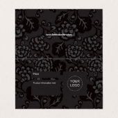 Grijs en zwart Levendig, Vet Bloempatroon Teken Visitekaartje (Buitenkant ongevouwen)