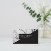 Grijs en zwart marmer en zwarte driehoek visitekaartje (Staand voorkant)