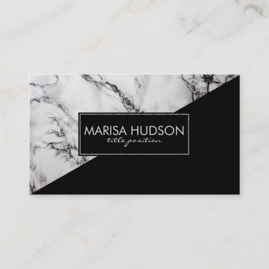 Grijs en zwart marmer en zwarte driehoek visitekaartje (Voorkant)