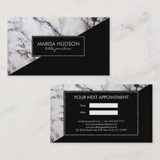 Grijs en Zwart Marmer Zwart Driehoek Visitekaartje (Voorkant / Achterkant)