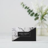 Grijs en Zwart Marmer Zwart Driehoek Visitekaartje (Staand voorkant)