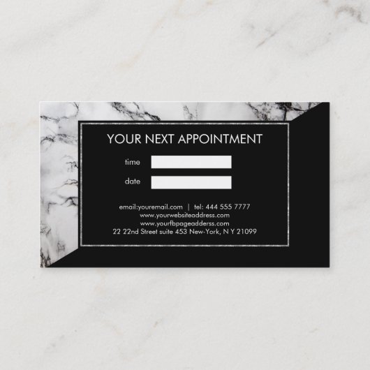 Grijs en Zwart Marmer Zwart Driehoek Visitekaartje (Achterkant)