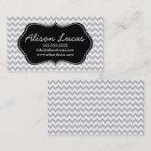 Grijs en zwart Moderne Chevron Stripes Visitekaartje (Voorkant / Achterkant)