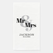 Grijs en zwart Mr & Mrs Wedding Servet (Voorkant)