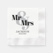 Grijs en zwart Mr & Mrs Wedding Servet (Voorkant)