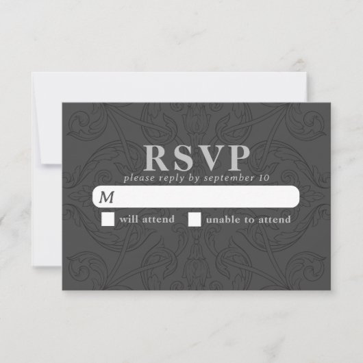 grijs en zwart patroon | Elegant Wedding RSVP Kaartje (Voorkant)