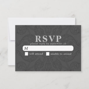 grijs en zwart patroon Elegant Wedding RSVP Kaartje