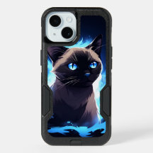 Grijs en Zwart Siamees Kat op Elektrisch Blauw