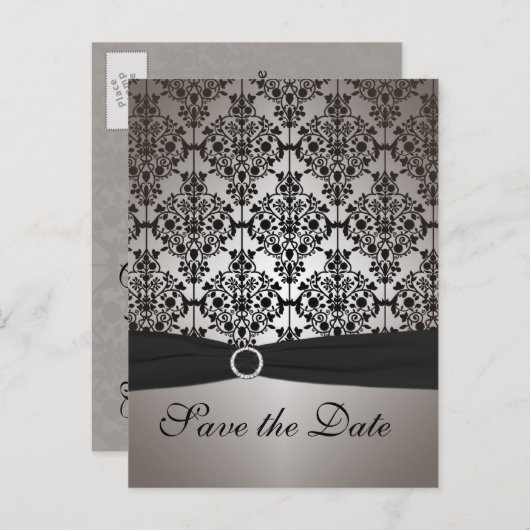 Grijs en Zwart Sla het Briefkaart Datum op (Voorkant / Achterkant)