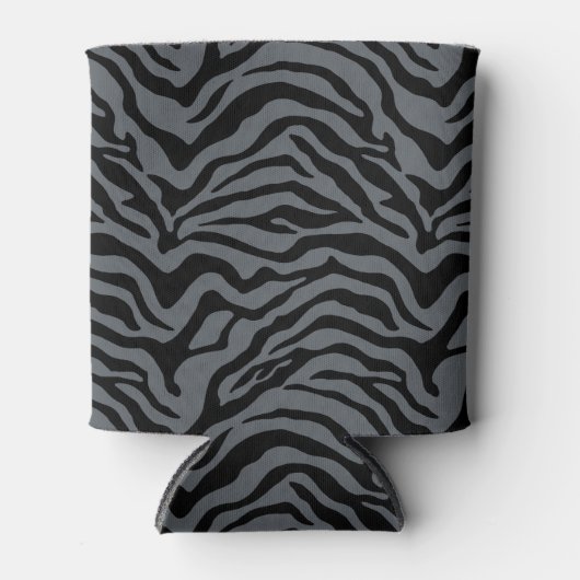 Grijs en zwart tijgerstreep blikjeskoeler (Voorkant)